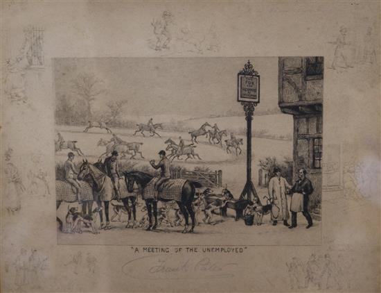 A Frank Paton etching, A Meeting of the Unemployed 20 x 25cm